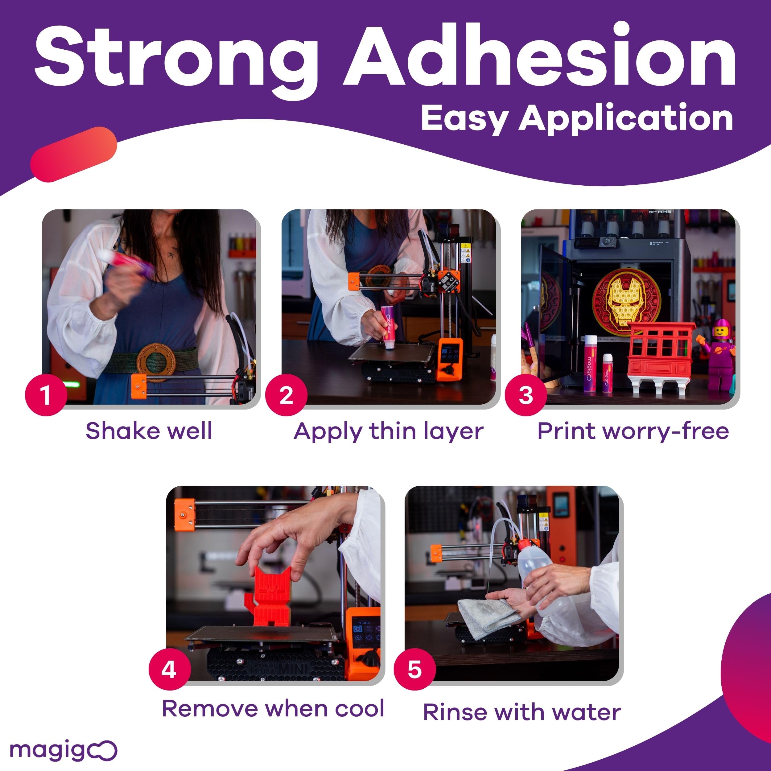 Magigoo - MO2016 All-in-One 3D Printer Adhesive Glue - ABS, PLA, PETG, HIPS, and TPU Flex Filament on Glass, PEI, Buildtak, Kapton - 3D Printing Accessories, Supplies, and Materials (50mL)
