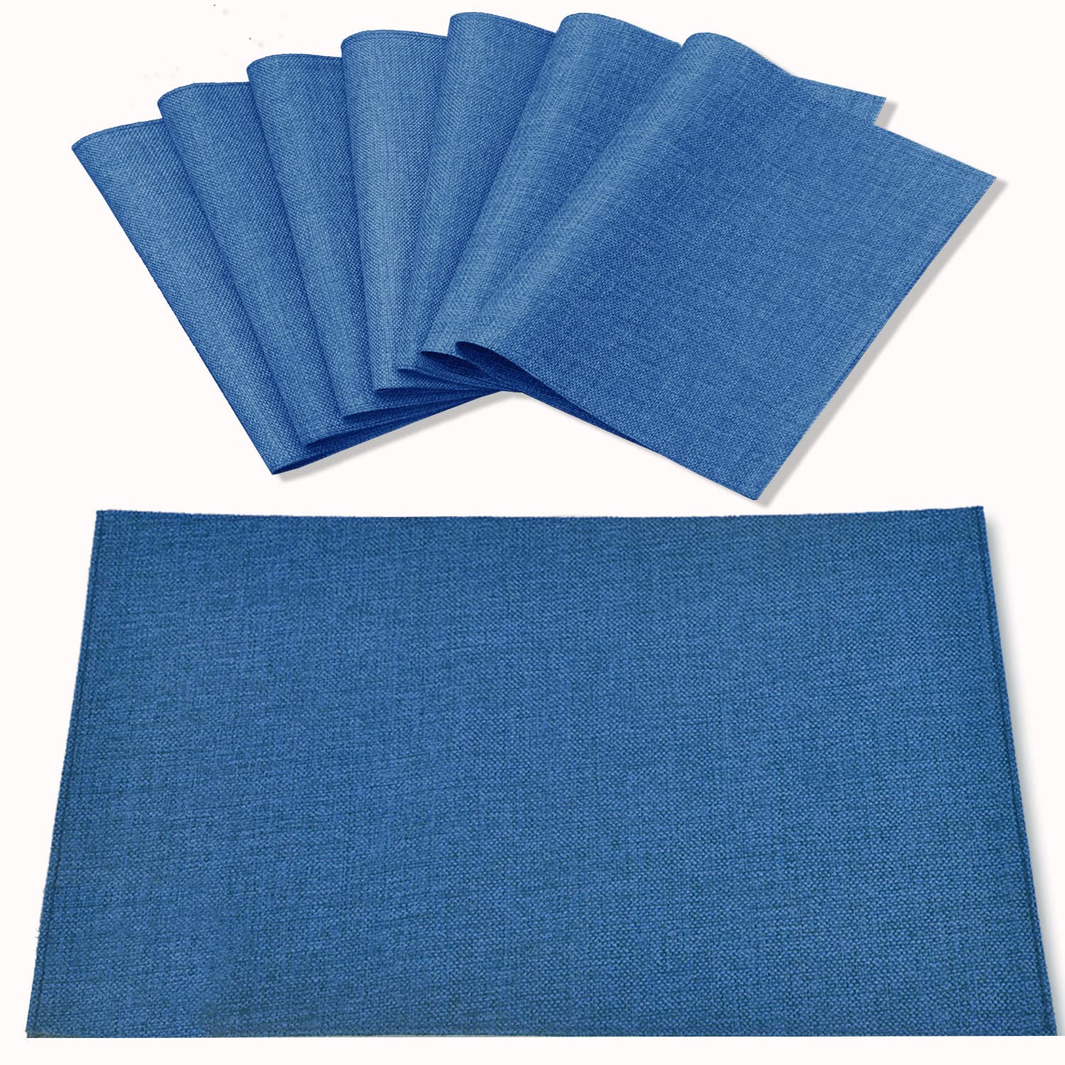 Cloth Placemats Set of 8, Linen Type Fabric Placemats Machine Washable Heat Resistant Placemats Wrinkle Free Thick Polyester Kitchen Place Mats for Dining Table (Beige)