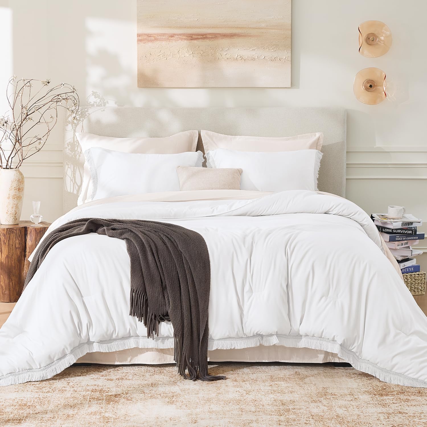 Andency Comforter Full Size Set Burnt Orange, 3 Pieces Boho Terracotta Winter Lightweight Bedding Comforter Sets, All Season Rust Tassel Bed Set (79x90In Comforter & 2 Pillowcases)