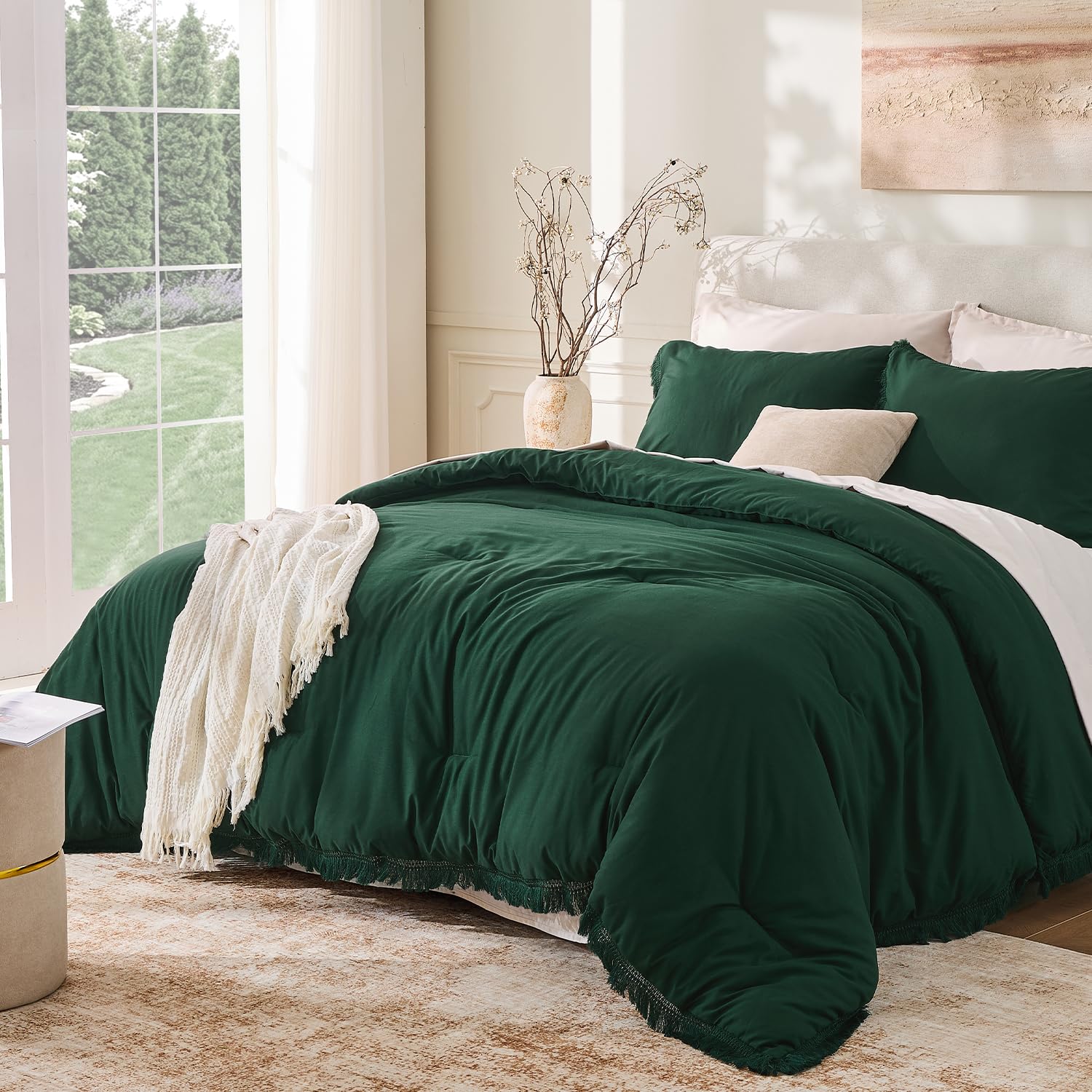 Andency Comforter Full Size Set Burnt Orange, 3 Pieces Boho Terracotta Winter Lightweight Bedding Comforter Sets, All Season Rust Tassel Bed Set (79x90In Comforter & 2 Pillowcases)