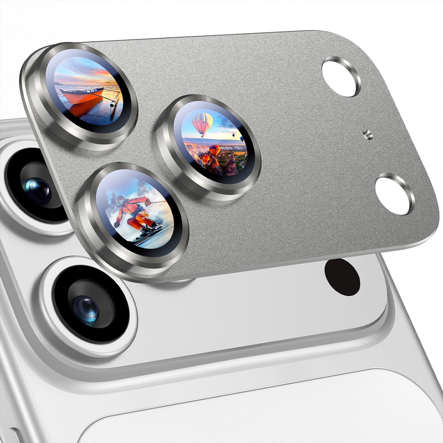 Uyiton Compatible with iPhone 17 Camera Lens Protector - [Not Easy to Break][Strong Adsorption][Case-Friendly] Metal Tempered Glass Rear Camera Screen Cover - Black
