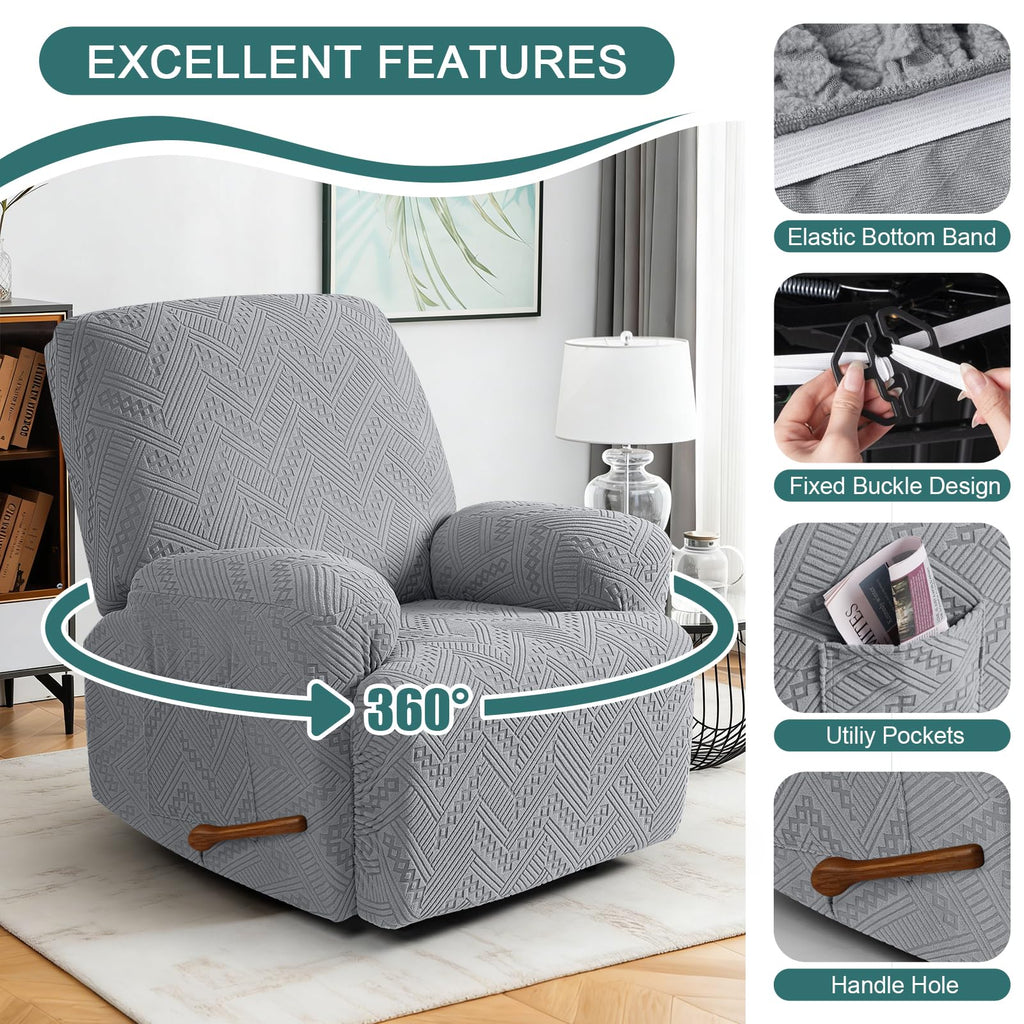 Ruaozz Recliner Chair Covers 3-Pieces Lazy Boy Recliner Slipcovers Stretch Reclining Chair Slipcover Washable Furniture Protector with Elastic Bottom (1 Seater, Army Green)