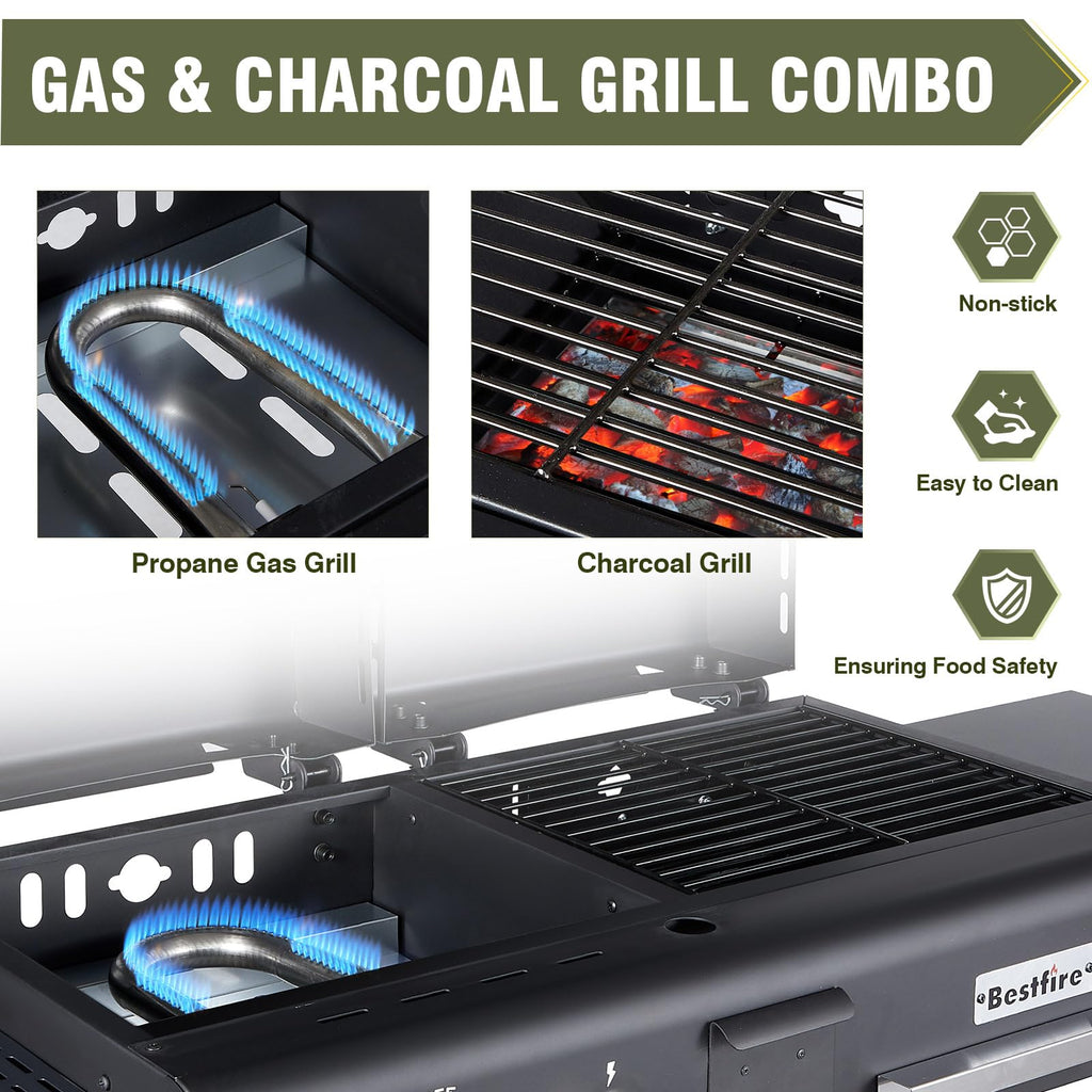 BESTFIRE Foldable Flat Top Grill, Outdoor Griddle-3 Burner Propane Griddle with Two Foldable Shelves,36" Flat Grills Outdoor-45,000 BTU Gas Grill for BBQ& Outdoor Cooking,Black