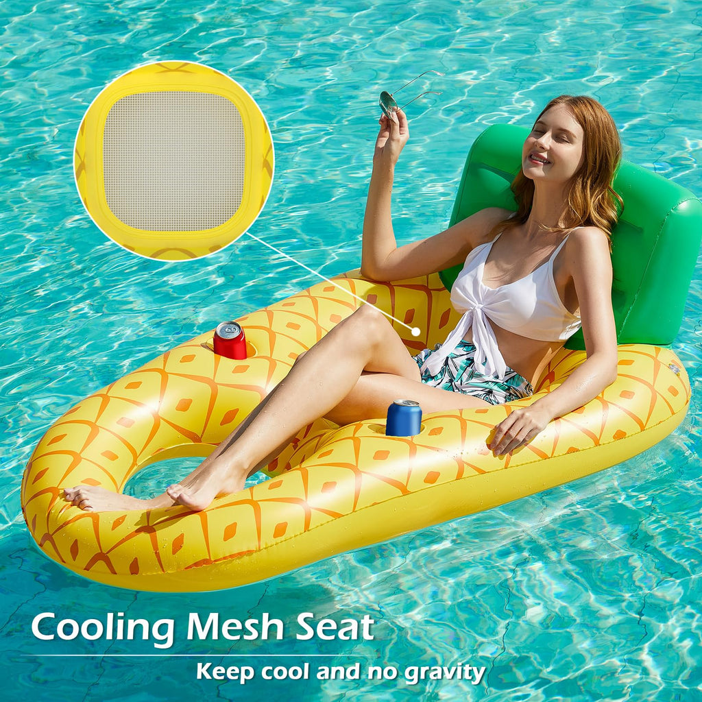 Jasonwell Inflatable Pool Float Adult - Pool Floaties Lounger Floats Raft Floating Chair Water Floaties for Swimming Pool Lake Lounge Float with Cup Holders Beach Pool Party Toys for Adults
