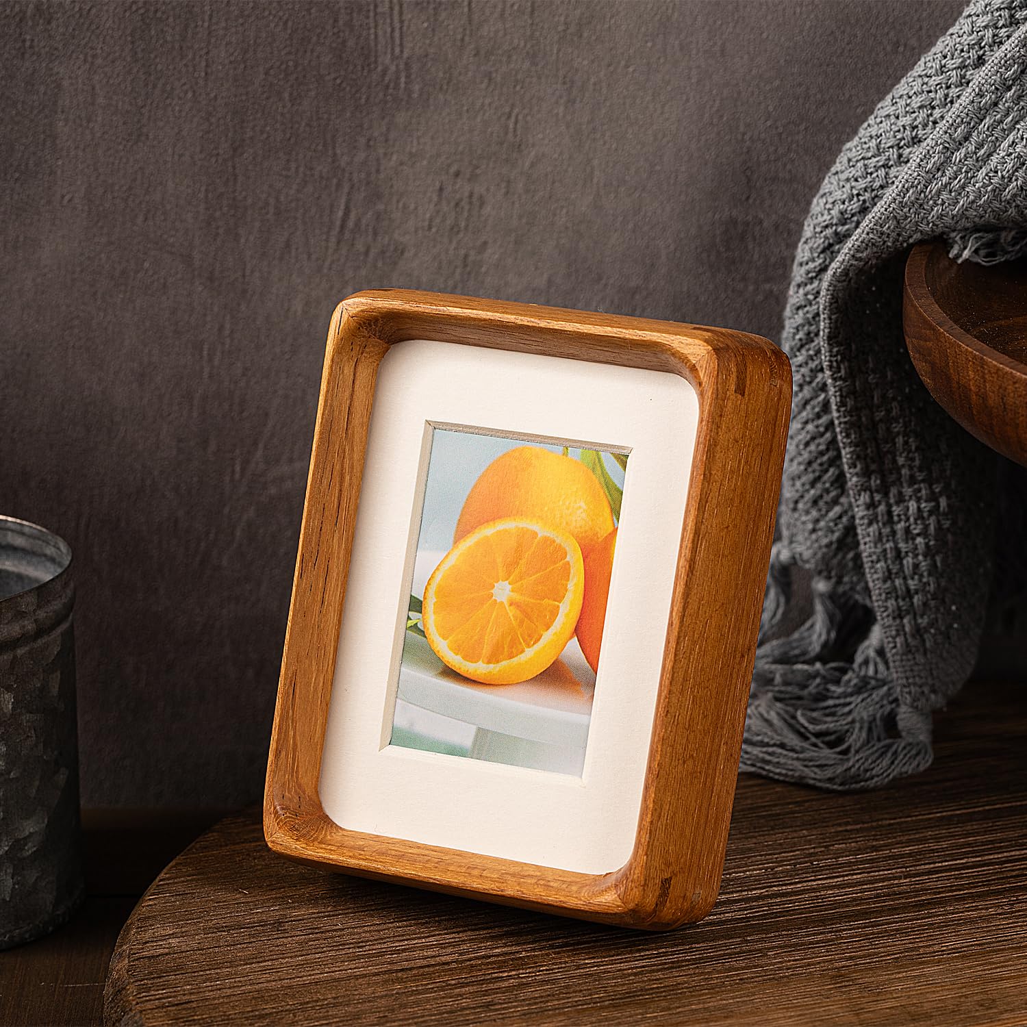 Mini Wood Picture Frame,Small Picture Frames 2x3 with Tiny Mat | Cute Polaroid Picture Frame,Teak Solid Natural Wood Tiny Photo Frame, Tabletop and Wall Mounting