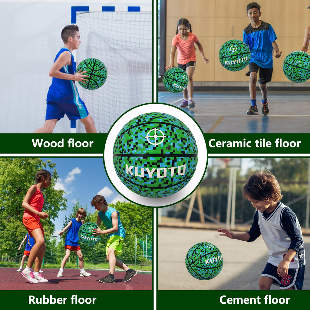 KUYOTQ Kids Youth Adult Size 3/4/5/6/7 (22/25.5/27.5/28.5/29.5") Basketball Premium Rubber or Faux Leather Basketball Indoor Outdoor Basketball for Boys Girls Womens Mens Basketball Gifts (Deflated)