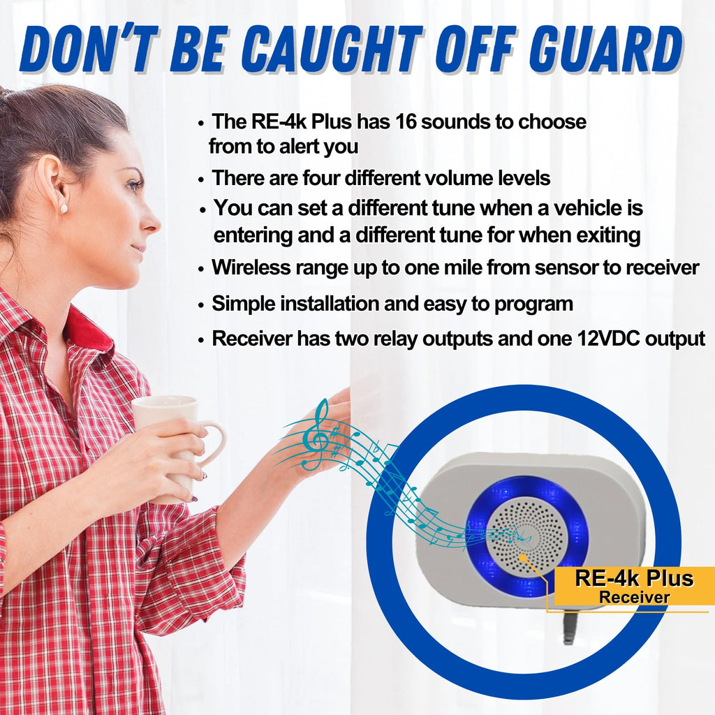 Dakota Alert Long Range Driveway Alarm Motion Detector - DCMA-4k Plus One Mile Wireless Range Alarm System - DCMT-4000 Transmitter & RE-4k Plus Receiver-Use Outdoors, Driveways, Entrances & Backyards