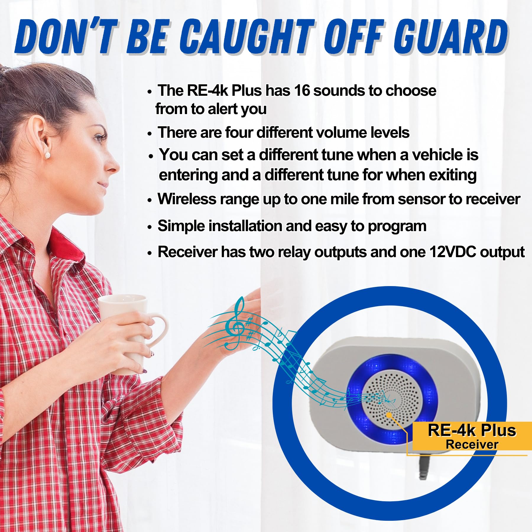 Dakota Alert Long Range Driveway Alarm Motion Detector - DCMA-4k Plus One Mile Wireless Range Alarm System - DCMT-4000 Transmitter & RE-4k Plus Receiver-Use Outdoors, Driveways, Entrances & Backyards