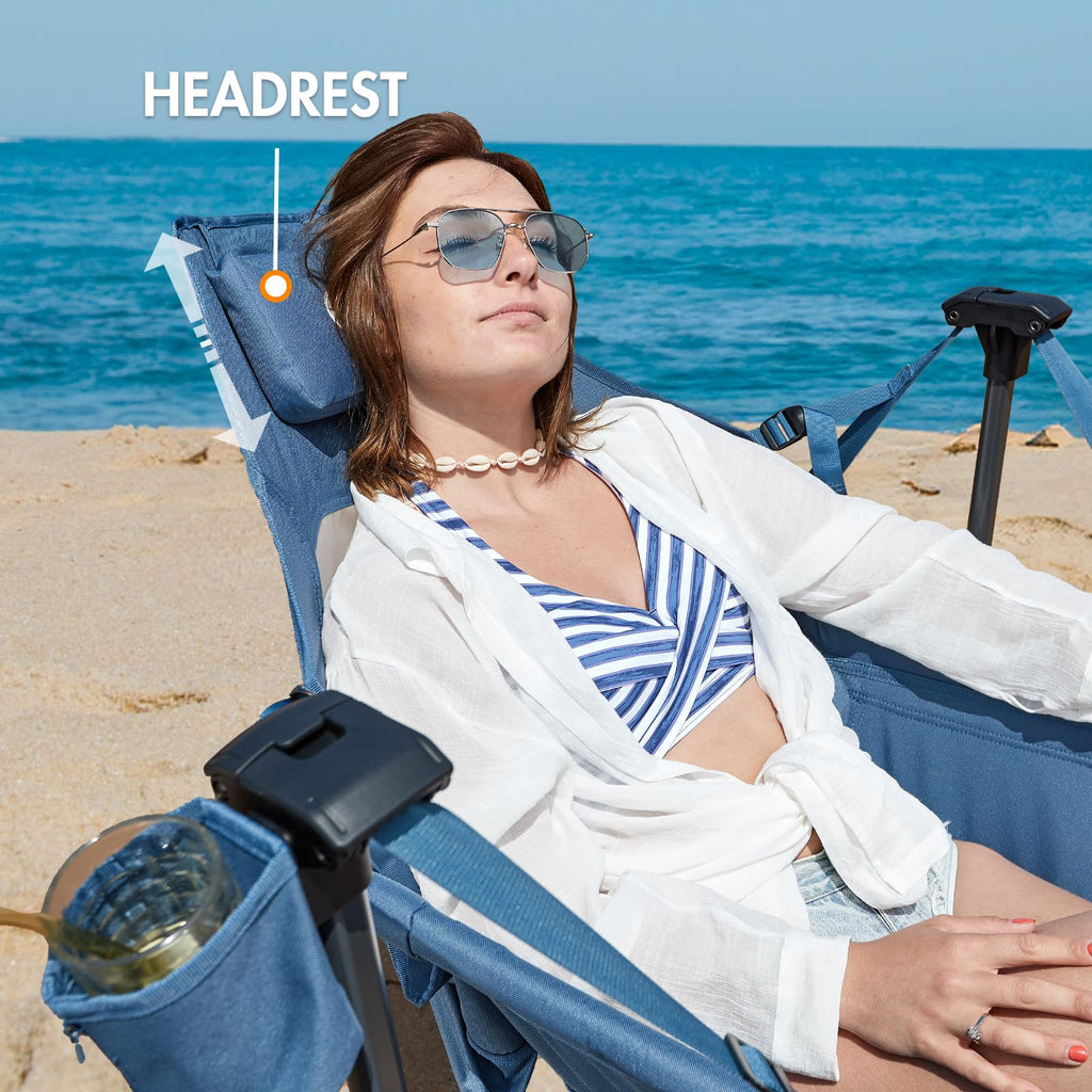 Portal Hammock Camping Chair, Portable Outdoor Swinging Chairs with Adjustable Back and Height for Lawn, Backyard, Patio, Supports 400 lbs, Breathable Mesh High Back, Blue