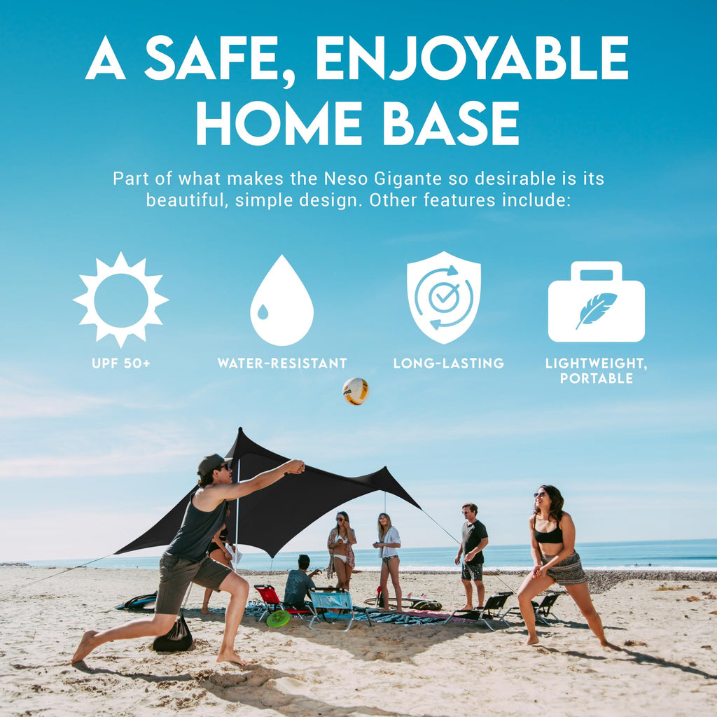 Neso Gigante Portable Beach Tent Sun Shelter - Lightweight Beach Shade Canopy - Easy Setup for Family Outings - Patented Reinforced Corners - UPF 50+ - 8ft Tall, 11 x 11ft - Save The Whales