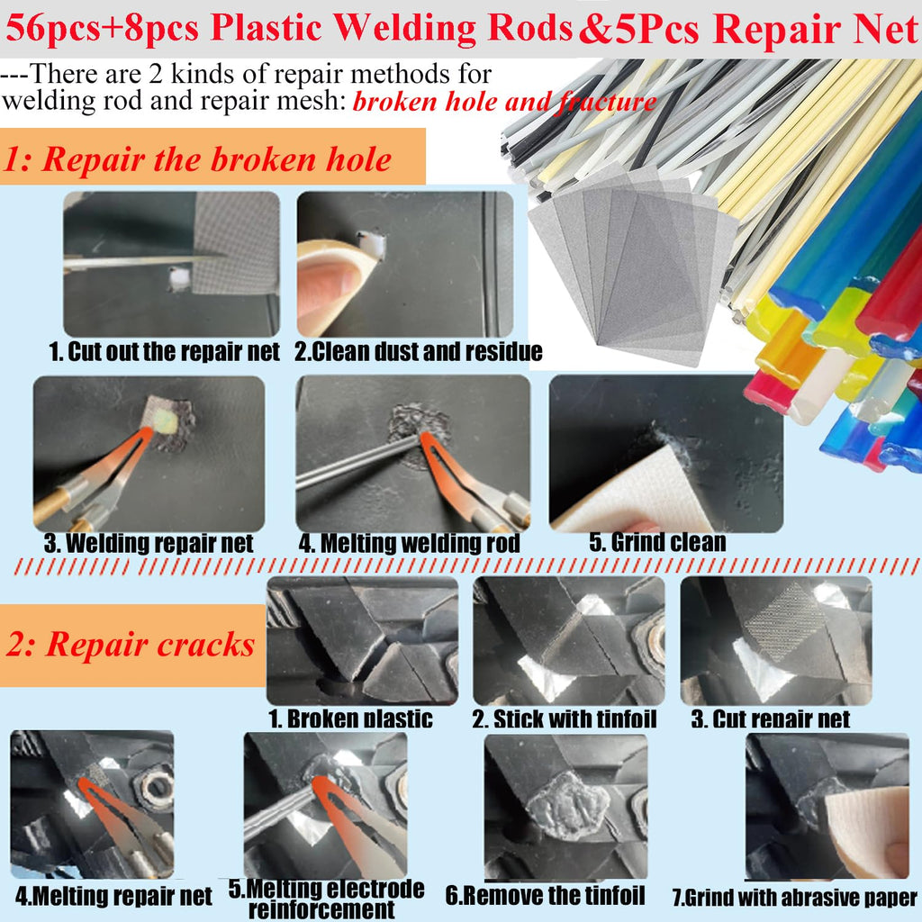 Upgraded 220W Plastic Welder, 2 in 1 Plastic Welding Repair Welder Kit 1000PCS Hot Stapler Soldering Gun with 100PCS Plastics Welding Rods Car Bumper Repair Kit for Most Plastics(Black)