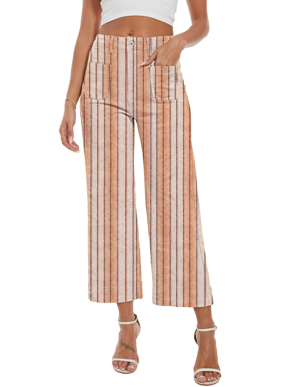 Wide Leg Jeans for Women Trendy High Waisted Flare Jeans Cropped Pants Stretchy Baggy