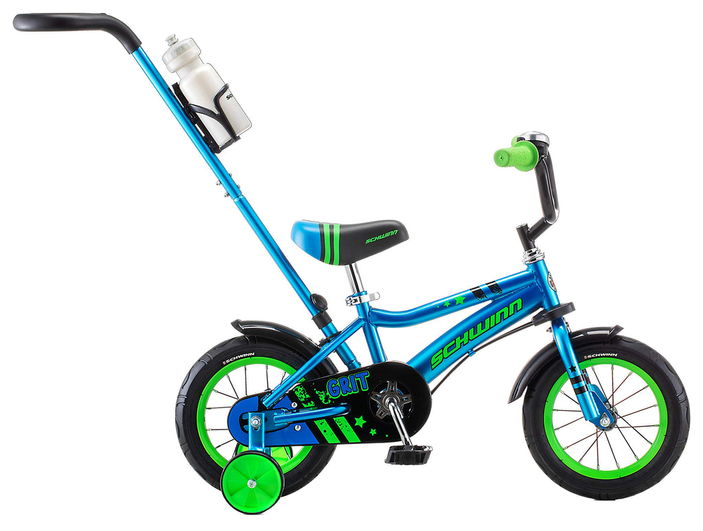 Schwinn Petunia and Grit Bike, Bike for Kids Ages 2-4, Steerable Beginner Bicycle with Training Wheels, Parent Push Handle, Rear Coaster Brake, Adjustable Seat