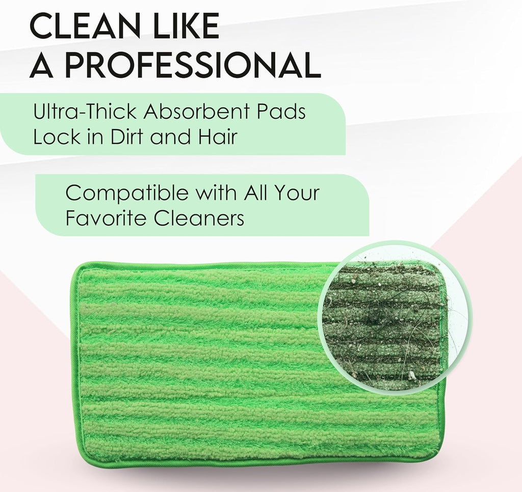 Reusable Pads Compatible with Swiffer Sweeper Mops - Washable Microfiber Mop Pad Refills by Turbo - 12 Inch Floor Cleaning Mop Head Pads Work Wet and Dry - 2 Pack