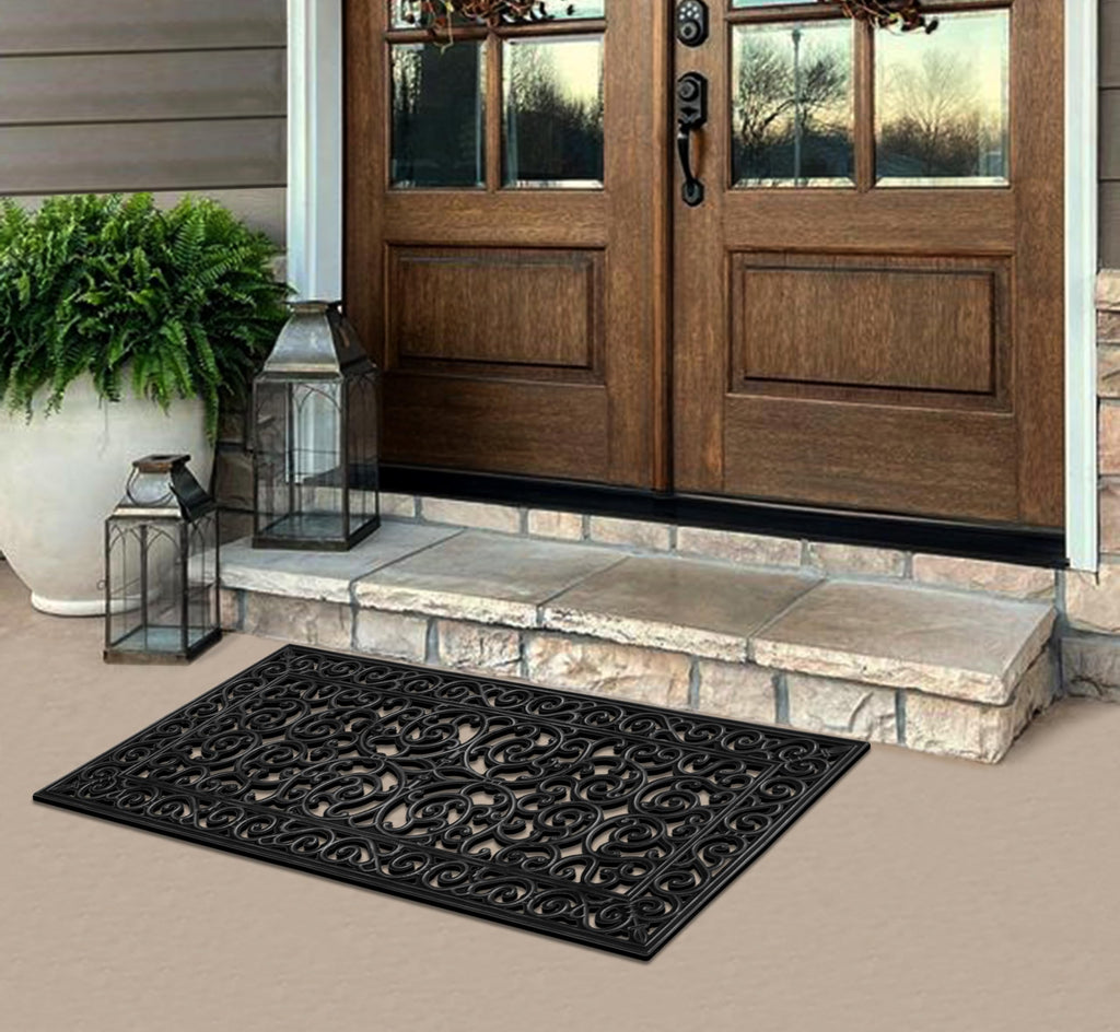 A1 Home Collections 19-LB Heavy Duty Rubber Doormat 24"×57" - Won't Blow Away | Outside Front Door Mat, Mud Dirt Scraper, Non-Slip Drainage Mat for Entryway Patio Garage, All-Weather, 100% Rubber Mats