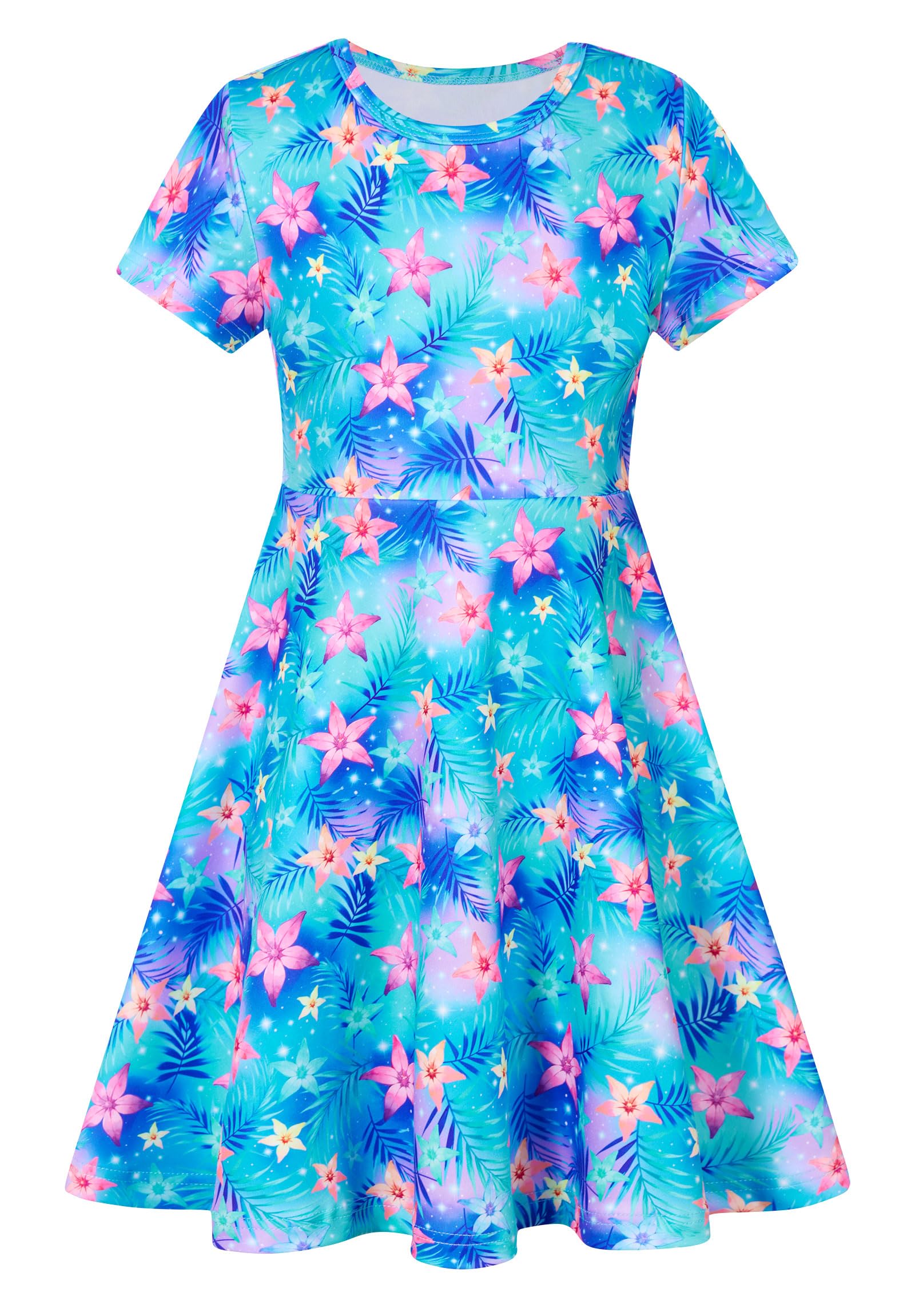 ALISISTER Little Girls Dress Short Sleeve Toddler Summer Sundress 2-9T