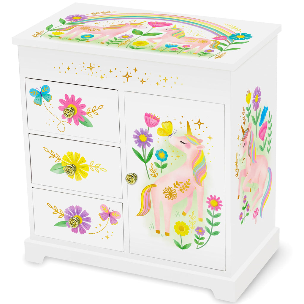 Giggle & Honey® Unicorn Musical Jewelry Box for Girls Unicorn Toys for Girls Age 4-6 Kids Jewelry Box with Drawers