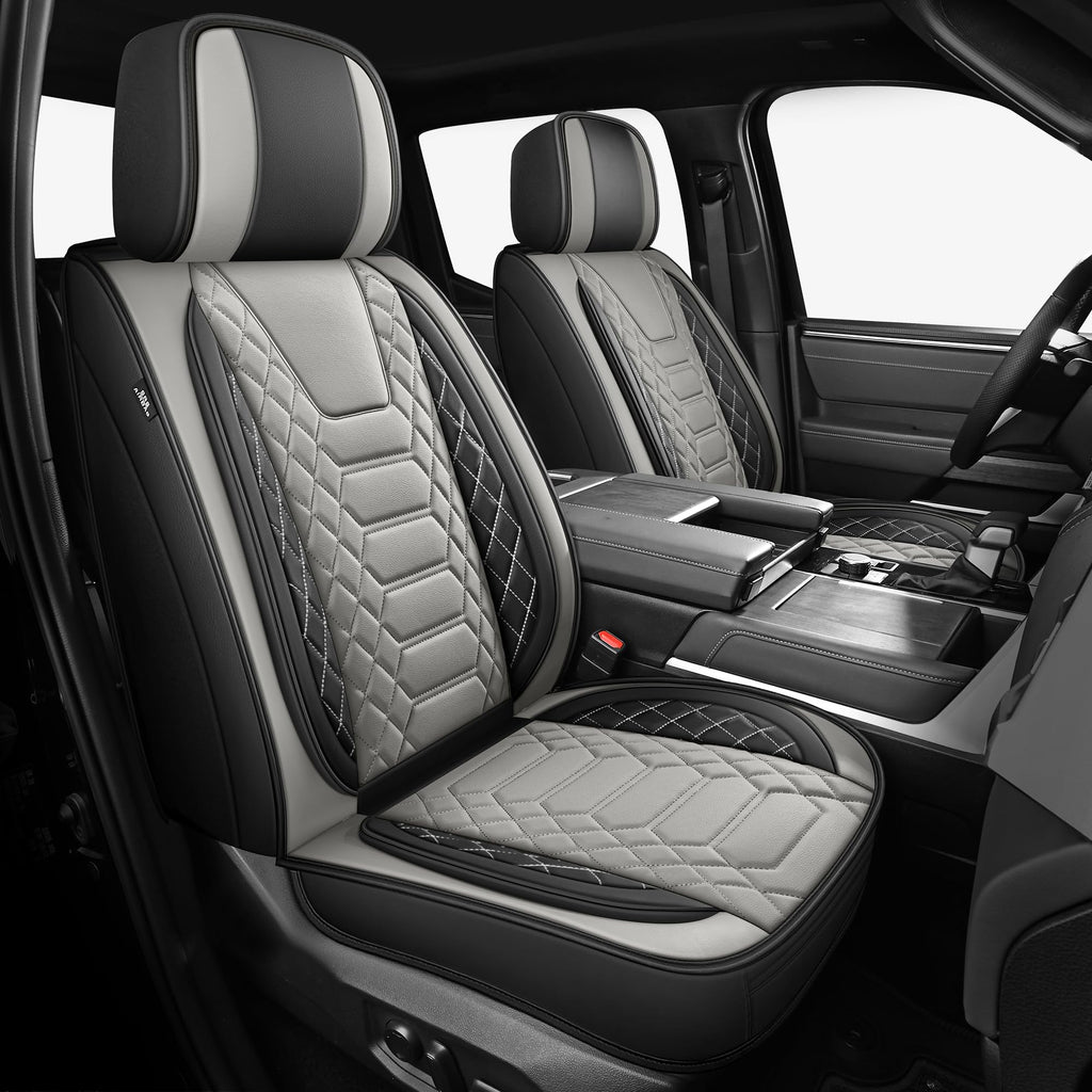 FREESOO Tundra Seat Covers 2007-2013, Fit for Toyota Tundra Crewmax Cab 5 Seats, Custom Truck Seat Covers with Waterproof Faux Leather Black