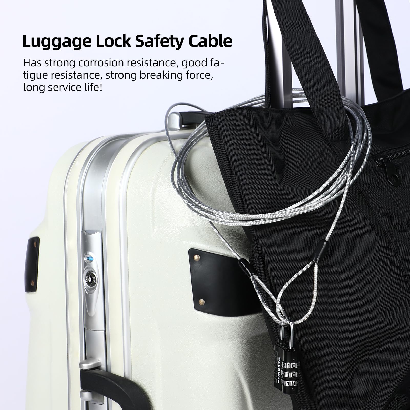 DELSWIN Security Steel Cable with Loops - 12mm (1/2 inch) Thick 4FT Heavy Duty Bike Lock Cable Vinyl Coated Braided Cables for U-Lock and Padlock