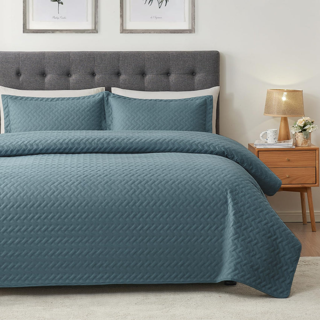 Hansleep Black Quilt Twin Size - Damask Ultrasonic All Season Bedspread Twin, Soft Lightweight Coverlet Bedding Set, 2 Pieces (1 Quilt, 1 Pillow Sham)