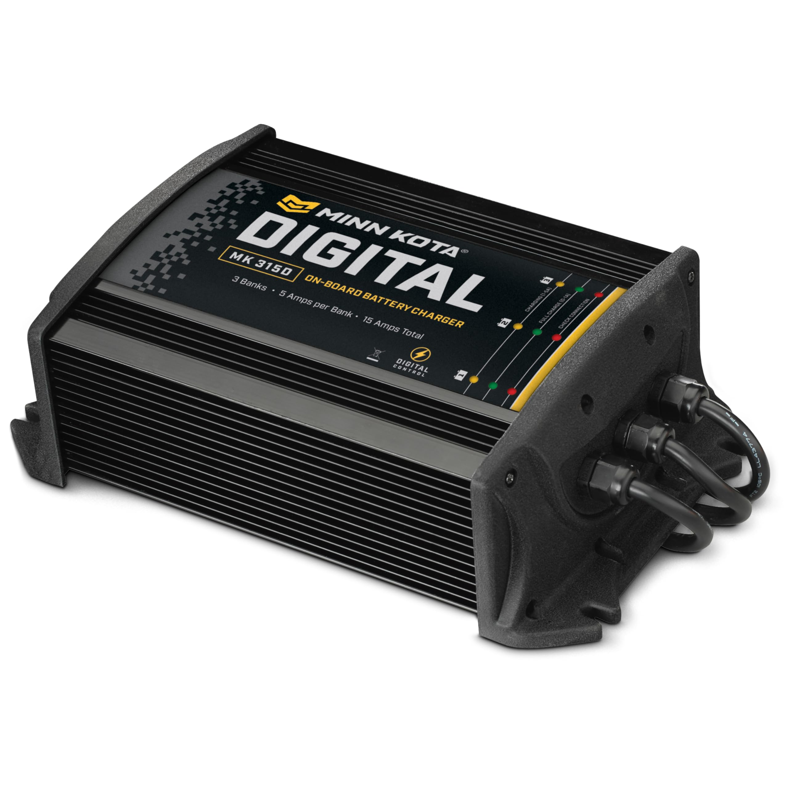 Minn Kota 1823155 MK 315D Digital On-Board Marine Battery Charger, 3 Bank x 5 Amps