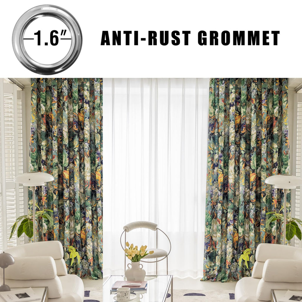 SUOUO Brown Floral Blackout Curtains for Bedroom Patterned Leaf 84 inches Long Room Darkening Window Drapes for Living Room 2 Panels