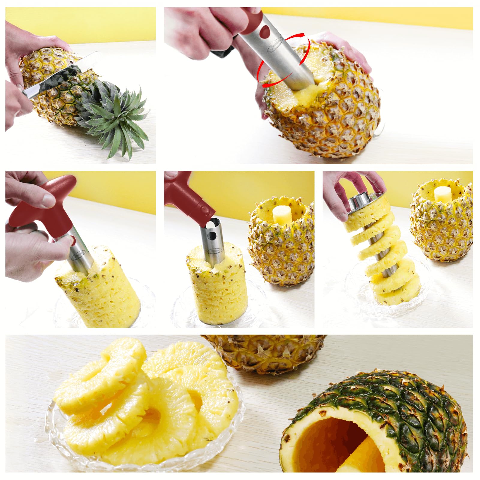 Pineapple Corer, [Upgraded, Reinforced, Thicker Blade] Newness Premium Pineapple Corer Remover, Stainless Steel Pineapple Core Remover Tool for Home & Kitchen with Sharp Blade for Diced Fruit Rings