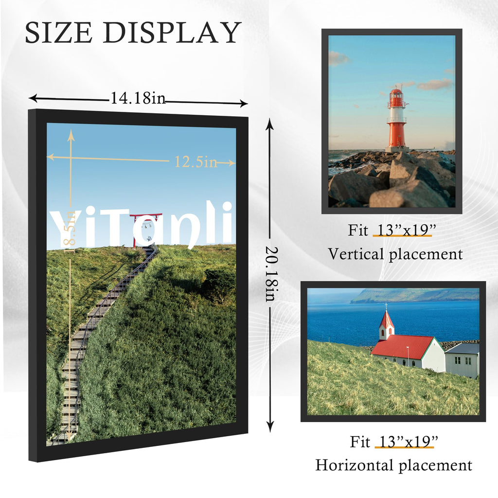16x24 Black Frame 2 Pack, Engineered Wood for 24 x 16 in Poster | Horizontal or Vertical Wall Mounting, 24x16 Poster Frames for Gallery, Office, and Home Decor