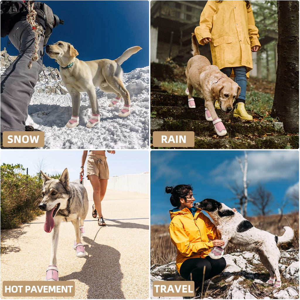 Hcpet Dog Boots, Dog Shoes for Large Dogs, Medium Dog Boots & Paw Protectors, Anti-Slip Dog Booties for Hot Pavement Winter Snow Hiking with Reflective Straps Black Size 1