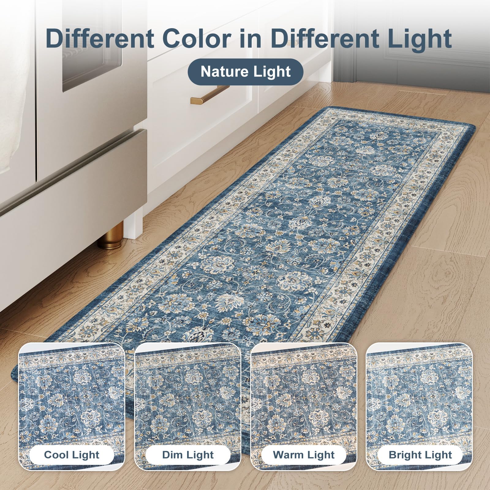 KIMODE Anti Fatigue Kitchen Mats 17"x47"+17"x29", Farmhouse Kitchen Rugs Sets of 2, Cushioned Non Skid Kitchen Mats for Floor, Comfort Kitchen Floor Mats for Sink Laundry Desk Black