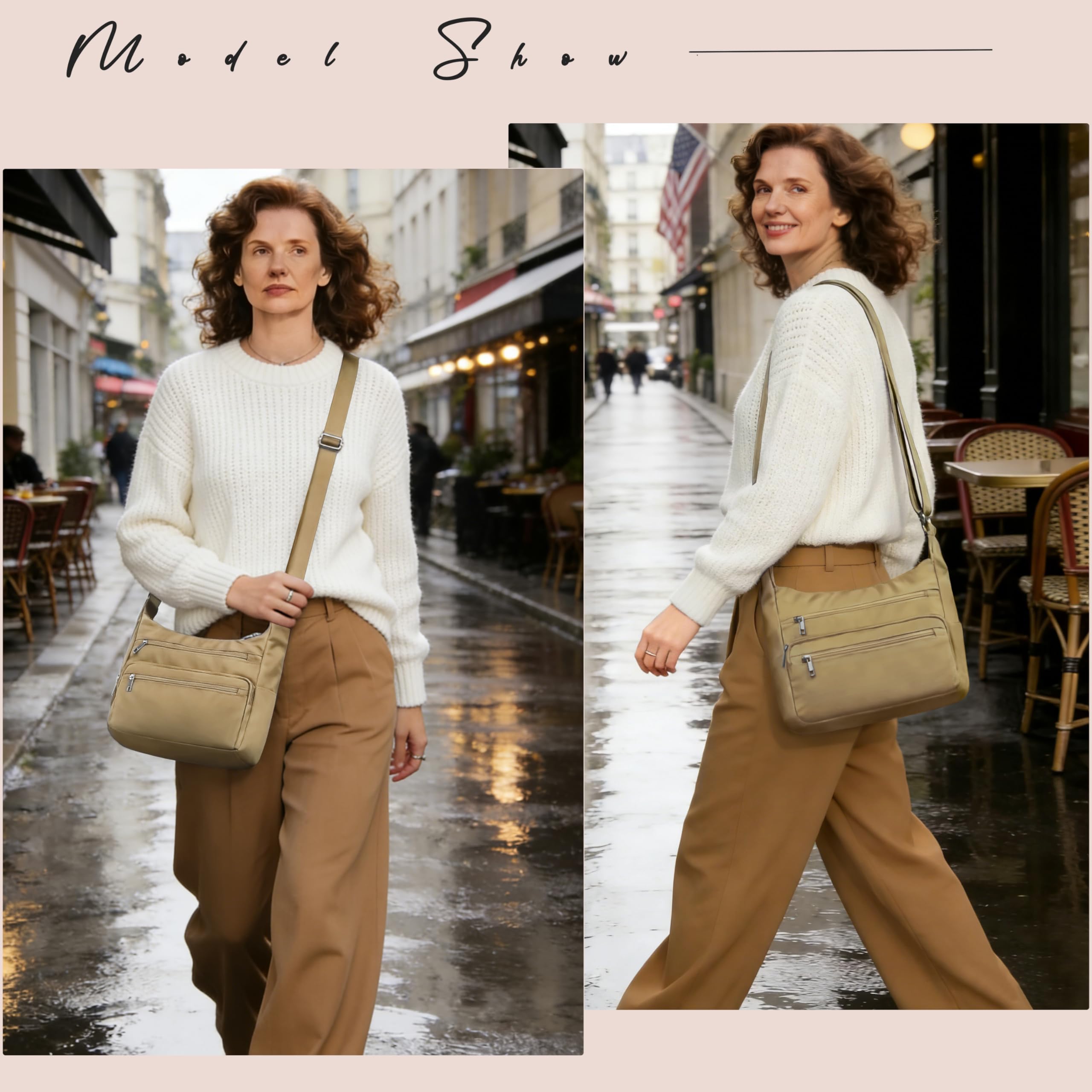 VOLGANIK ROCK RFID Purses for Women Fabric Nylon Multi Pocket Crossbody Bag Ladies Travel Handbag