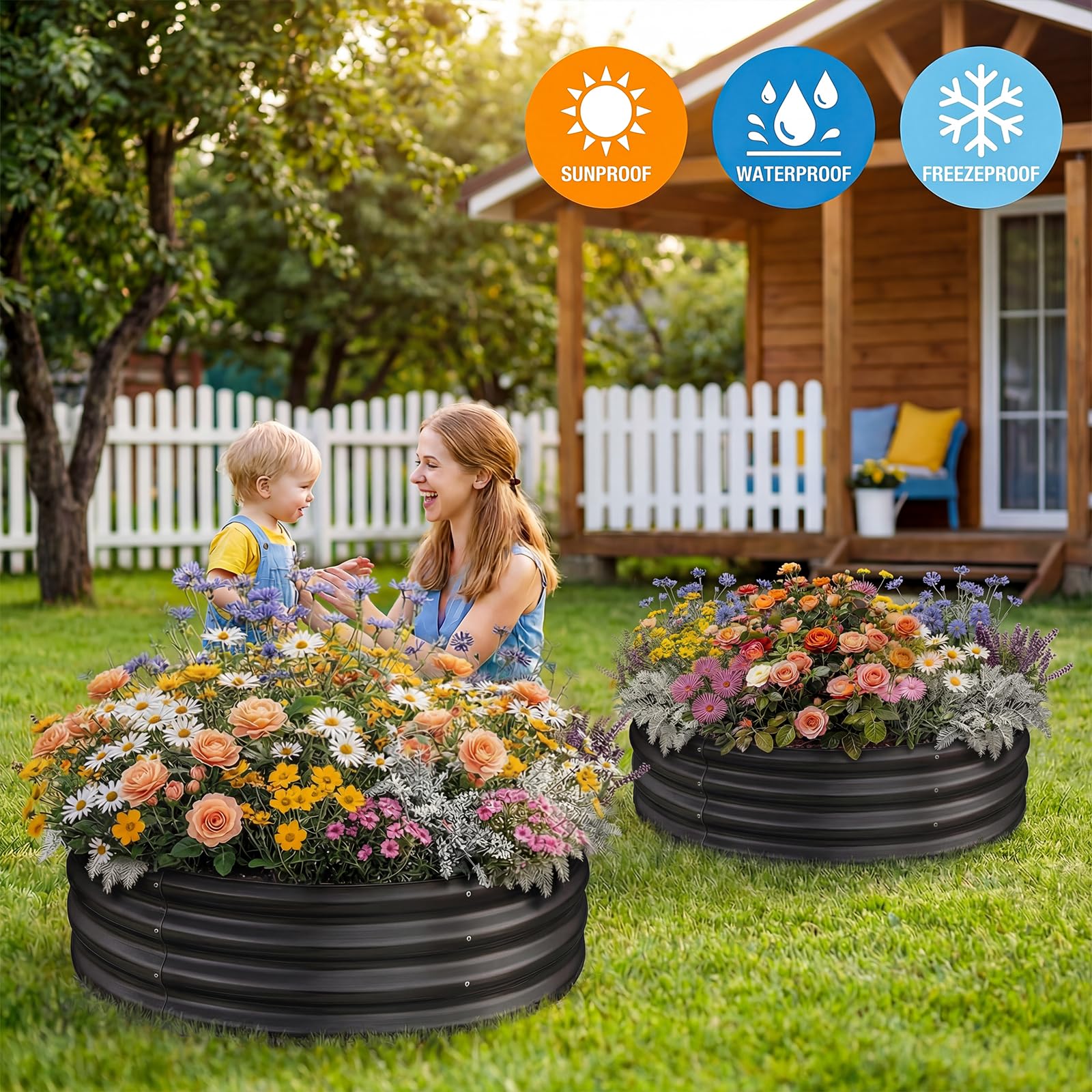 Land Guard Galvanized Raised Garden Bed Kit, Galvanized Planter Raised Garden Boxes Outdoor, Round Large Metal Raised Garden Beds for Vegetables ……