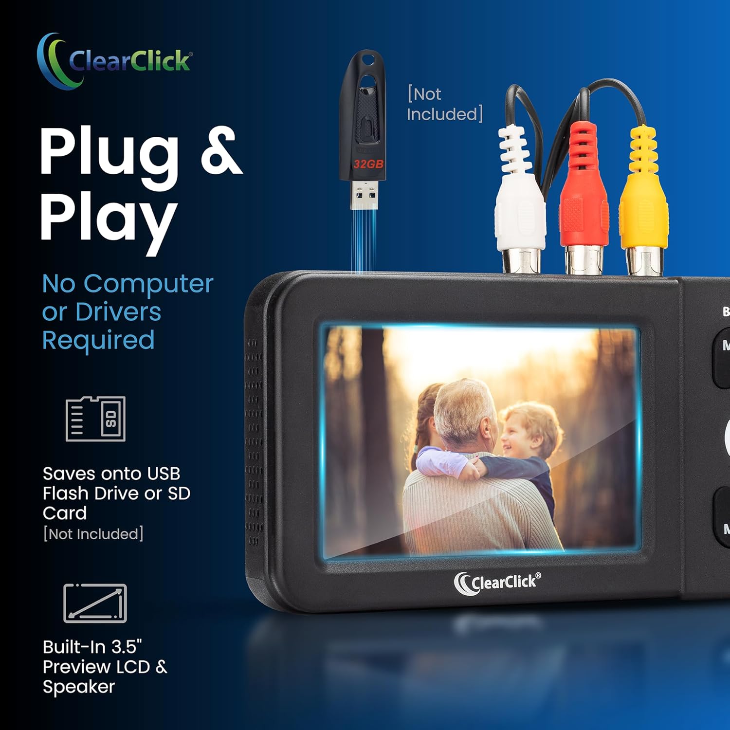 ClearClick Video to Digital Converter 2.0 (Second Generation) - Record Video from VCR's, VHS Tapes, AV, RCA, Hi8, Camcorder, DVD, Gaming Systems [Requires Working VCR/Camcorder & Tapes]