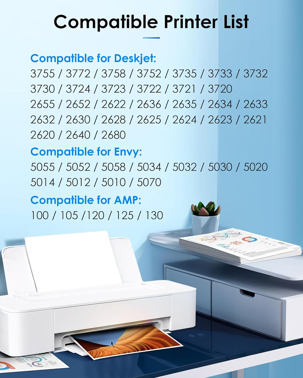 TECKKIN 65XL Ink Cartridge Black/Color Combo Pack High Yield Replacement for HP Ink 65 65XL Works for HP DeskJet 3755 3772 3700 3752 3722 2600 2622 Envy 5055 5000 5070 (2 Pack)