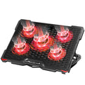 AICHESON Laptop Cooling Pad 5 Fans Up to 17.3 Inch Heavy Notebook Cooler, Blue LED Lights, 2 USB Ports, S035, Blue-5fans