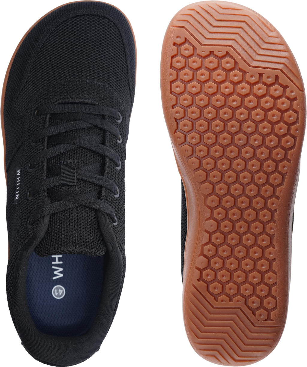 WHITIN Men's Wide Toe Box Barefoot Sneakers + Breathable Knit Walking Shoes