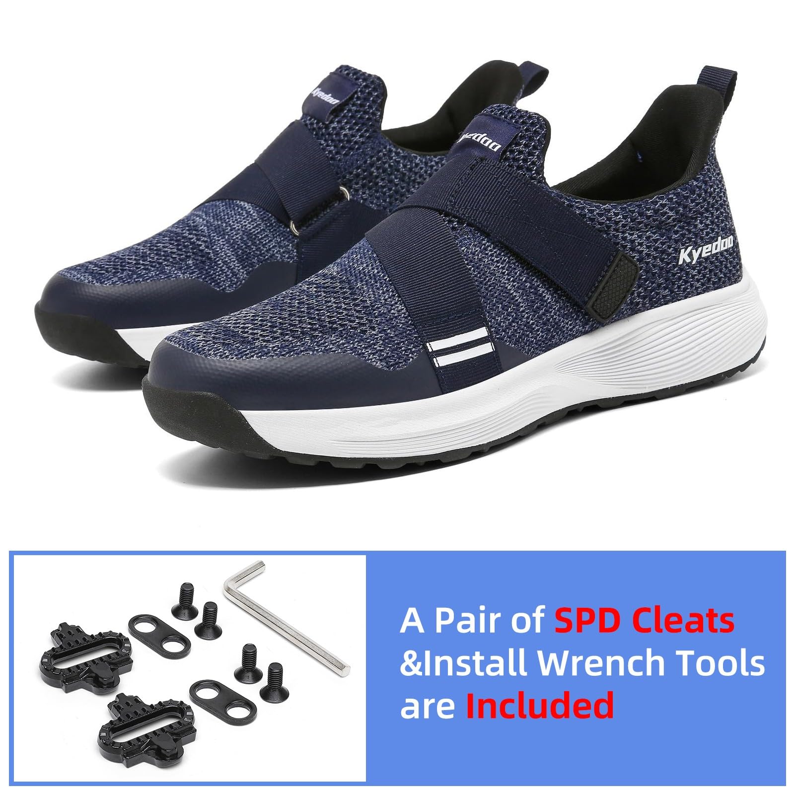 Kyedoo Men‘s Indoor Cycling Shoes Compatible with SPD Cleats, Comfortable Walkable Bike Shoes, Cleats Included