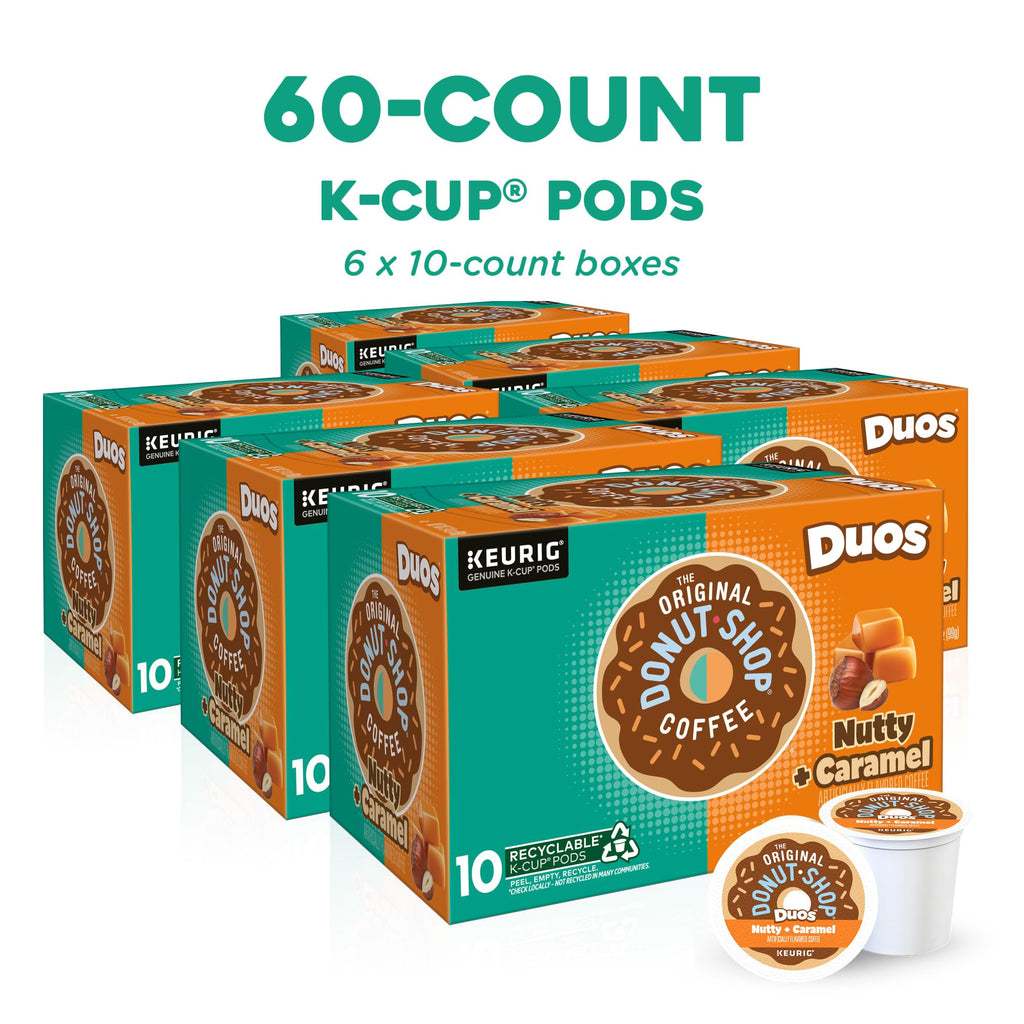 The Original Donut Shop Duos Coconut + Mocha Coffee, Keurig Single Serve K-Cup Pods, Medium Roast Coffee, 60 Count, (6 Packs of 10)