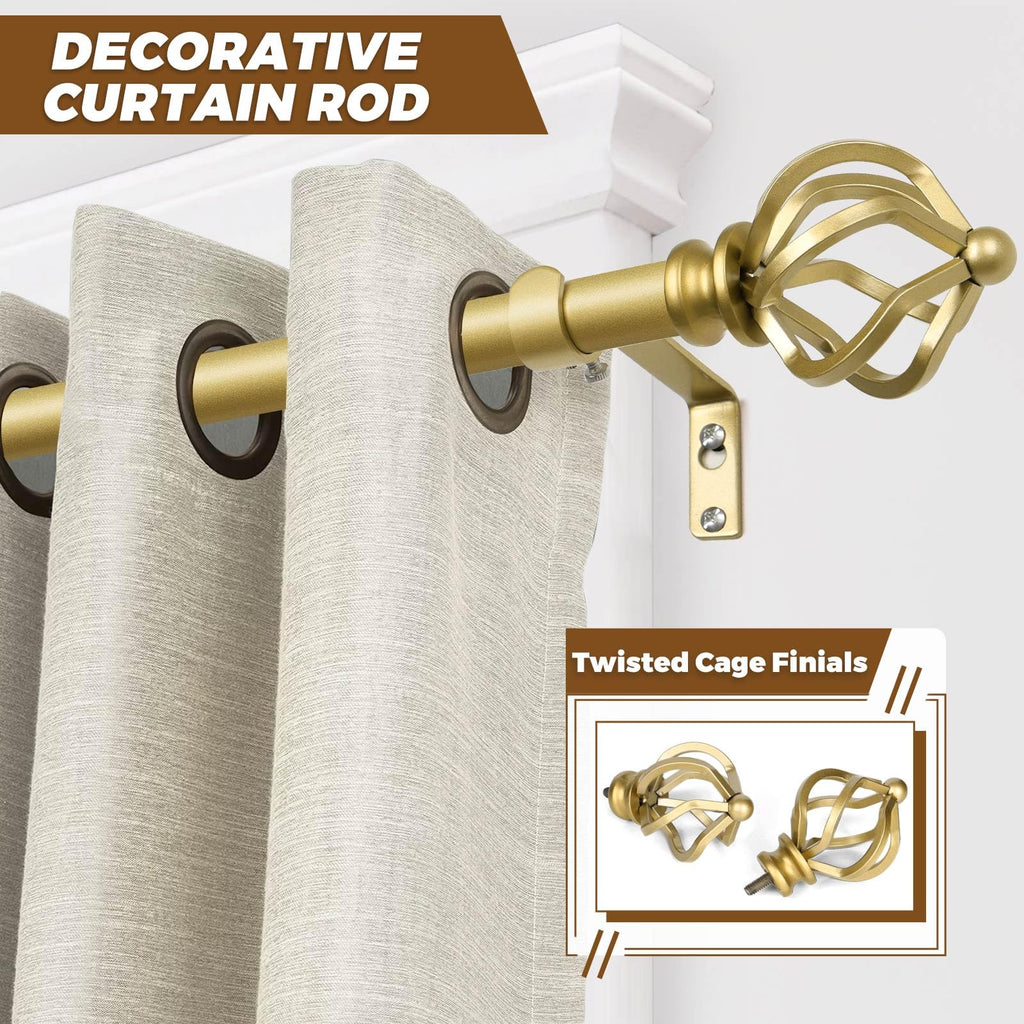 KAMANINA Silver Curtain Rod 32 to 58 Inch(2.6-4.8ft), Adjustable Curtain Rods for Windows 28 to 48 Inch, 3/4 Inch Splicing Drapery Rods with Twisted Cage Finial