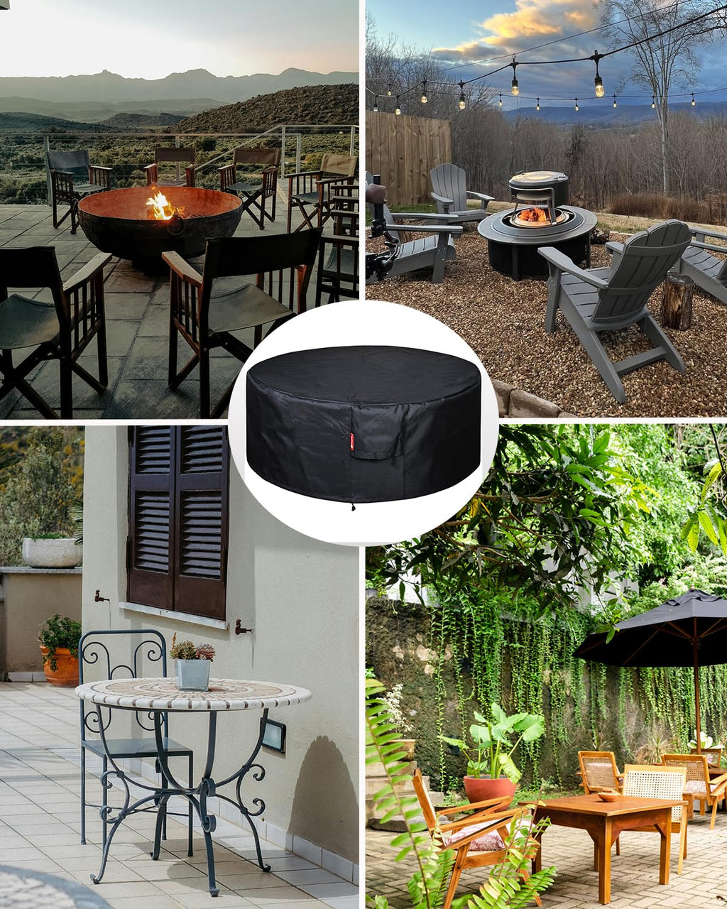 SheeChung Fire Pit Cover for Solo Stove Bonfire Outdoor Smokeless Firepit-Small Round Waterproof 600D Polyester Shelter,Air Vent,Anti-UV&Tear Resistant-Fits for 16”-22” Gas Fire Pit Table (22"Dx16"H)