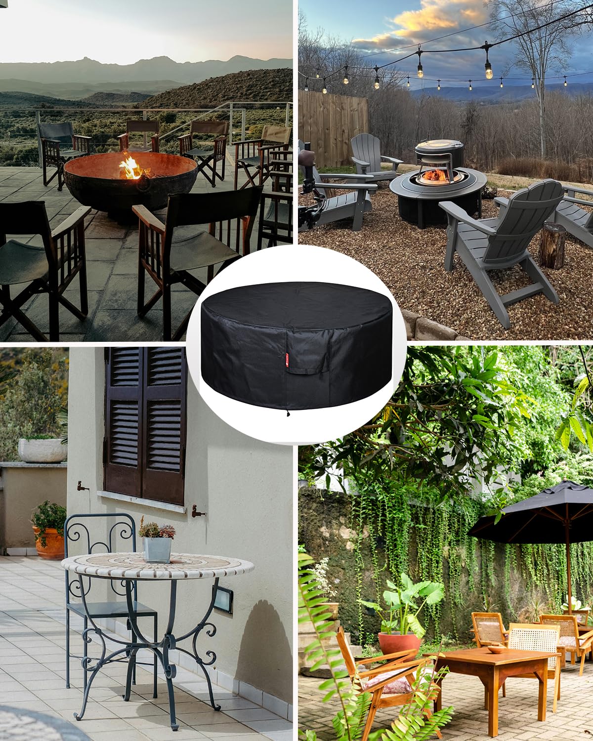 SheeChung Fire Pit Cover for Solo Stove Bonfire Outdoor Smokeless Firepit-Small Round Waterproof 600D Polyester Shelter,Air Vent,Anti-UV&Tear Resistant-Fits for 16”-22” Gas Fire Pit Table (22"Dx16"H)