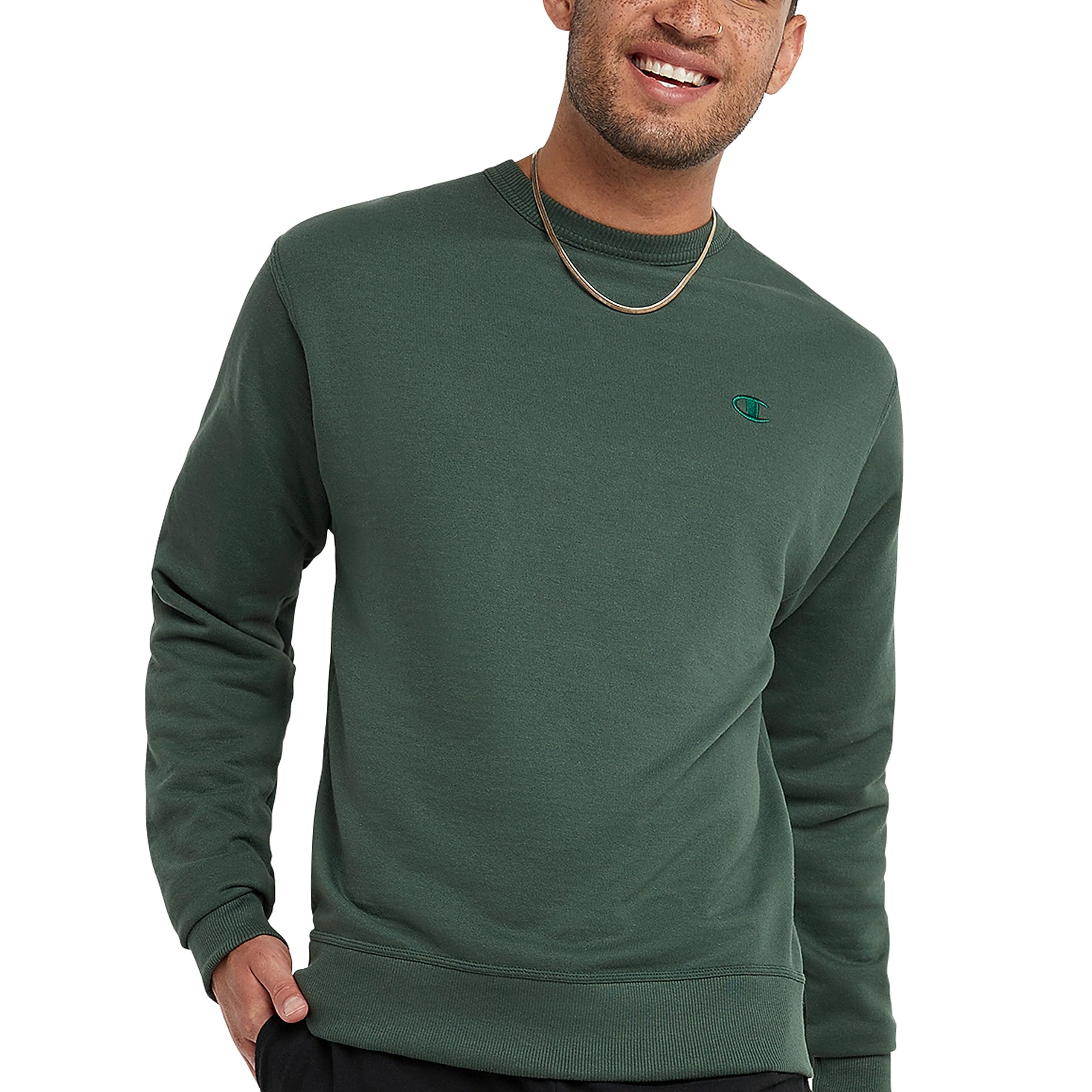 Champion Men's Men's Crewneck Fleece Sweatshirt, Standard Fit, Midweight, C Logo, Available in Regular and Big & Tall