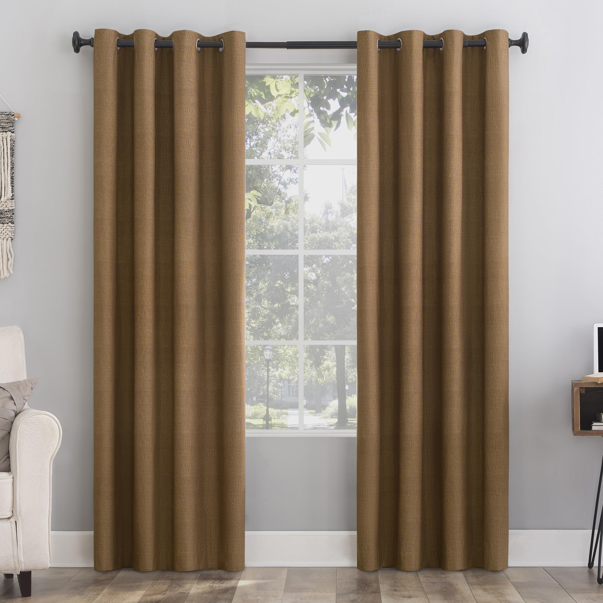 Sun Zero Columbia Thermal Insulated 100% Blackout Grommet Curtain Single Panel, 50" x 63", Cedar Orange