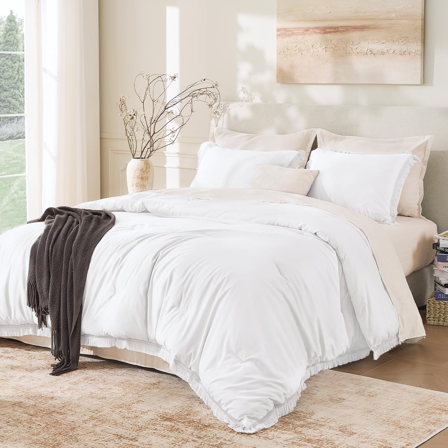 Andency Comforter Full Size Set Burnt Orange, 3 Pieces Boho Terracotta Winter Lightweight Bedding Comforter Sets, All Season Rust Tassel Bed Set (79x90In Comforter & 2 Pillowcases)