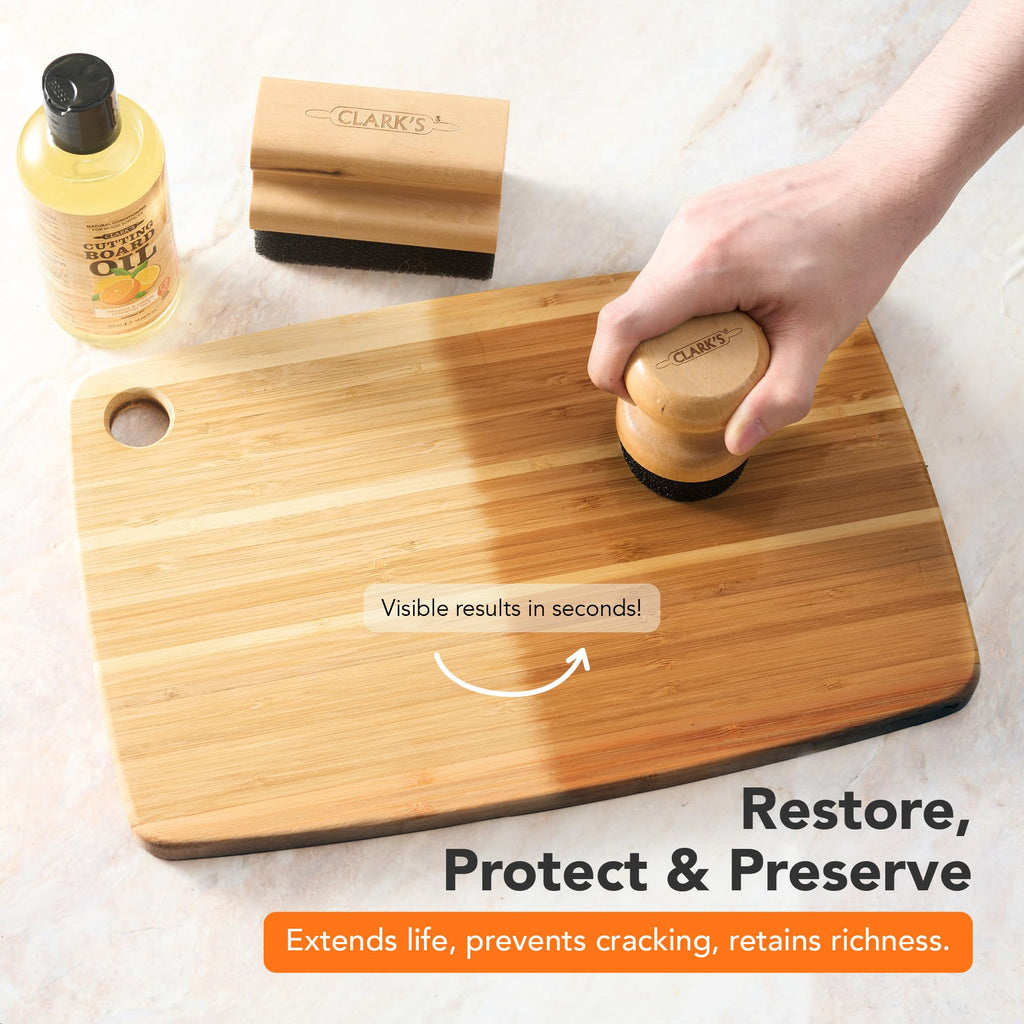 CLARK'S Cutting Board Care Kit with Coconut Oil - Includes Butcher Block Oil and Wax - Made with Refined Coconut Oil, Natural Beeswax, and Carnauba Wax - For Kitchen Countertops and Butcher Blocks