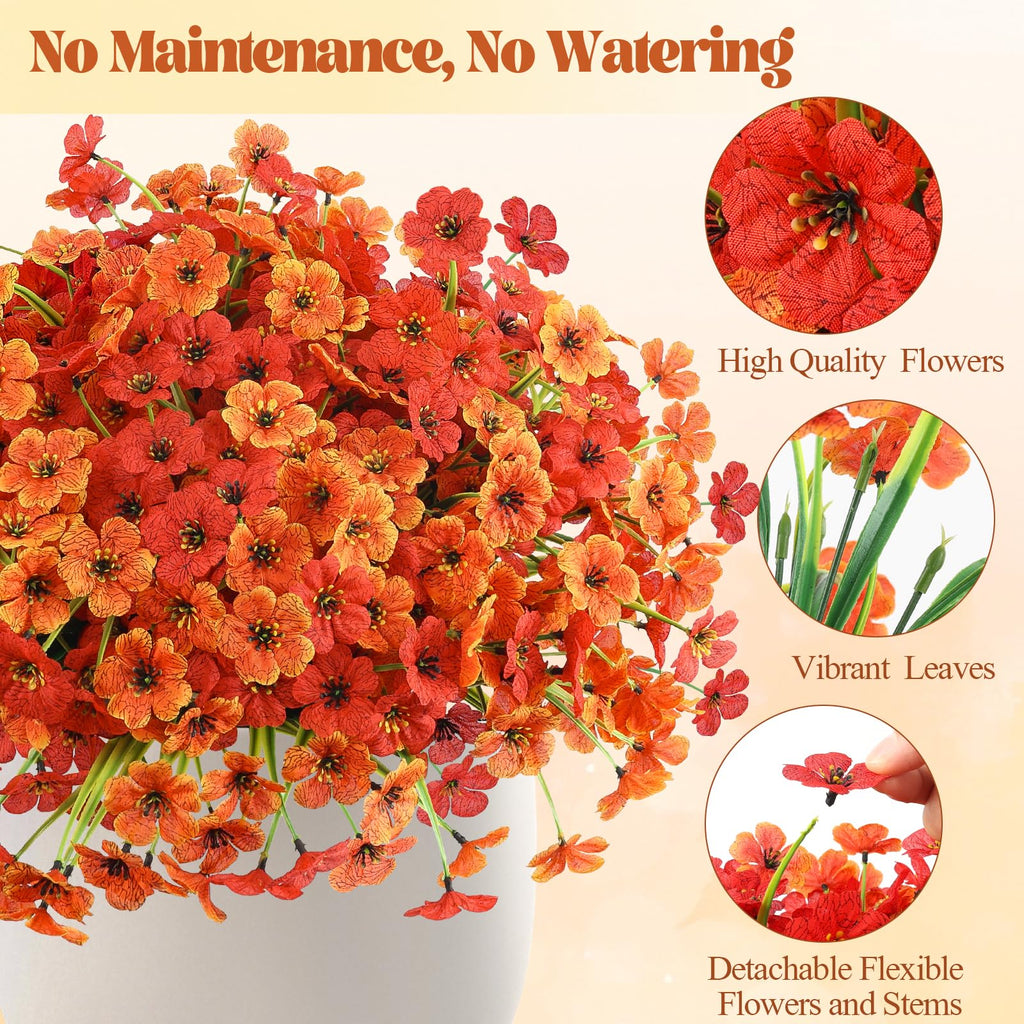 MACTING 12 Bundles Artificial Fall Lavender Flowers for Outdoors, UV Resistant Fake Outdoor Plants, Faux Autumn Greenery Shrubs for Planters Porch Patio Garden Yard Outside Thanksgiving Decorations