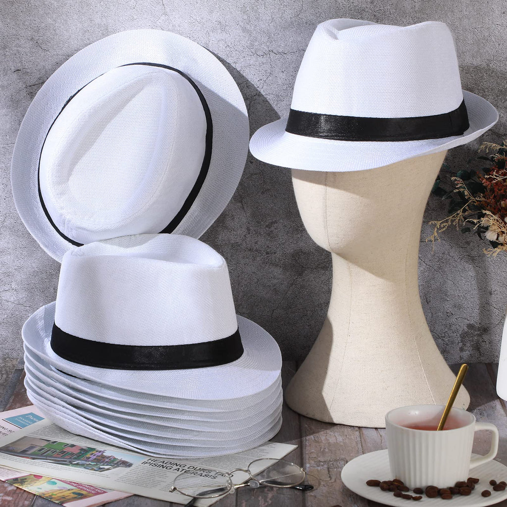 Haysandy 10 Pack 1920s Fedora Hats for Men Short Brim Sun Panama Hats for Men Women Party Costume