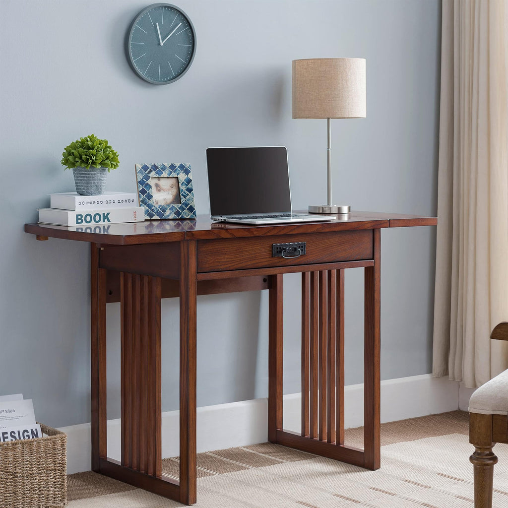 Leick Home Cottage White Turned leg Laptop Desk with Center Drawer, White