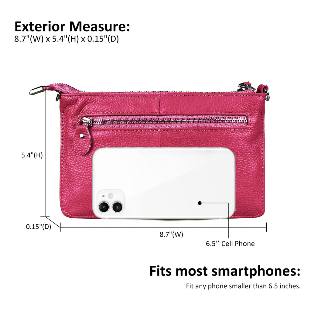 befen Genuine Leather Wristlet Clutch Wallet Purses Small Crossbody Bags for Women with RFID Blocking Card Slots