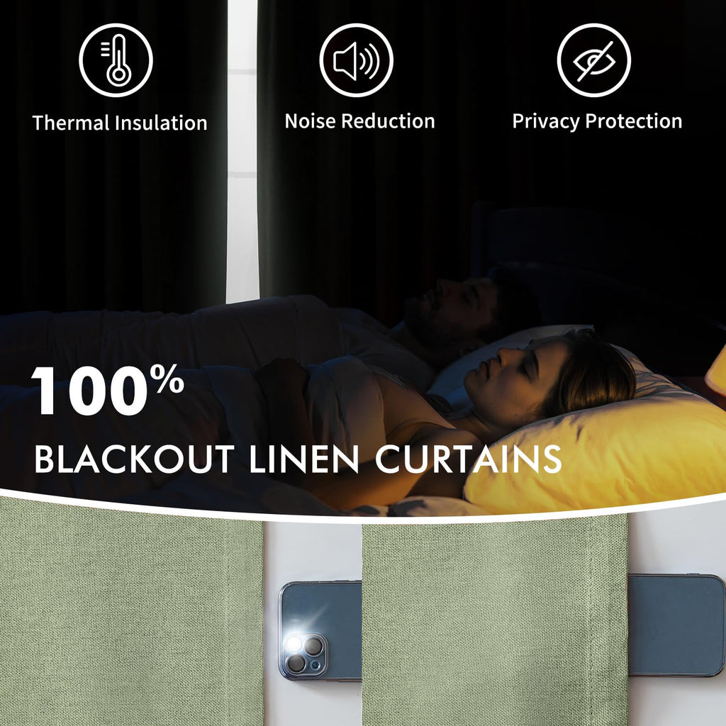 MIULEE Linen Pinch Pleated 100% Blackout Curtains for Bedroom 84 Inch Long 2 Panels Set- Back Tab Track Beige Thermal Insulated Cream Black Out Triple Pleat Room Darkening Drapes with Hooks, Greige